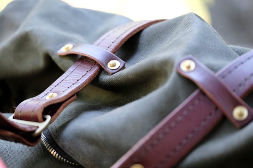 Olive duffle on side